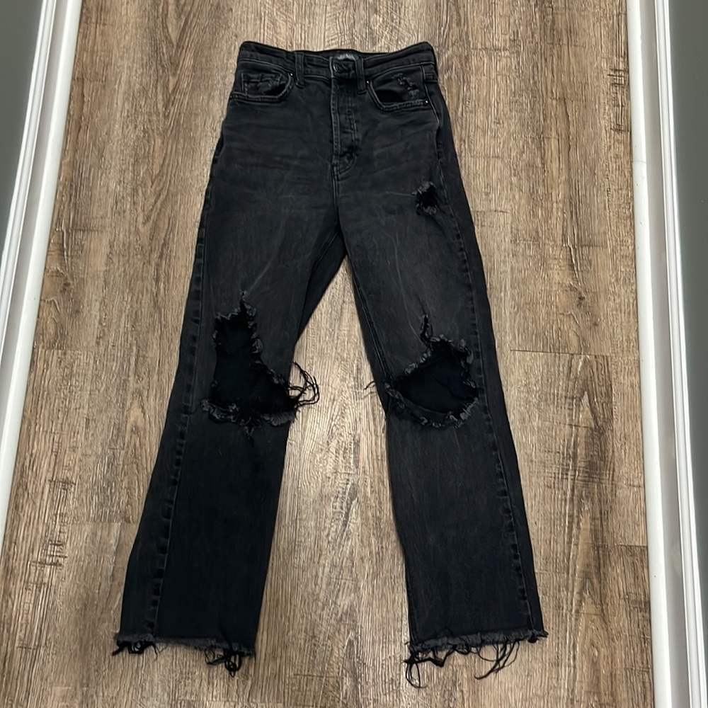 black distressed mom jeans - Picture 2 of 5